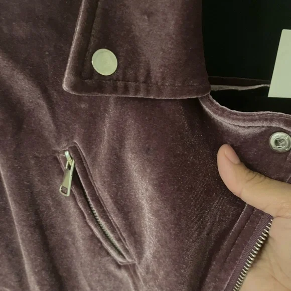Velvet purple moto jacket - Picture 3 of 10